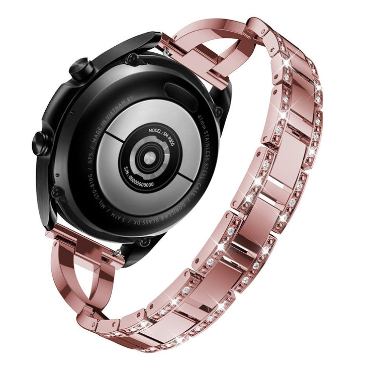 Fint Samsung Galaxy Watch 3 (45mm) Metal og Rhinsten Rem - Pink#serie_3