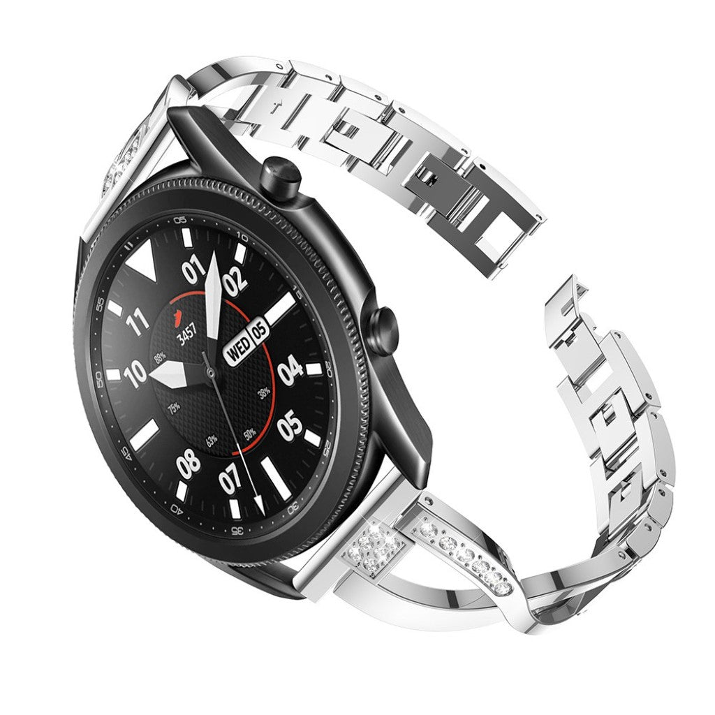 Fint Samsung Galaxy Watch 3 (45mm) Metal og Rhinsten Rem - Sølv#serie_5
