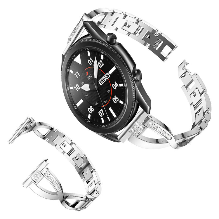 Fint Samsung Galaxy Watch 3 (45mm) Metal og Rhinsten Rem - Sølv#serie_5