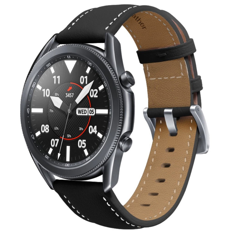 Cool Samsung Galaxy Watch 3 (45mm) Ægte læder Rem - Sort#serie_1