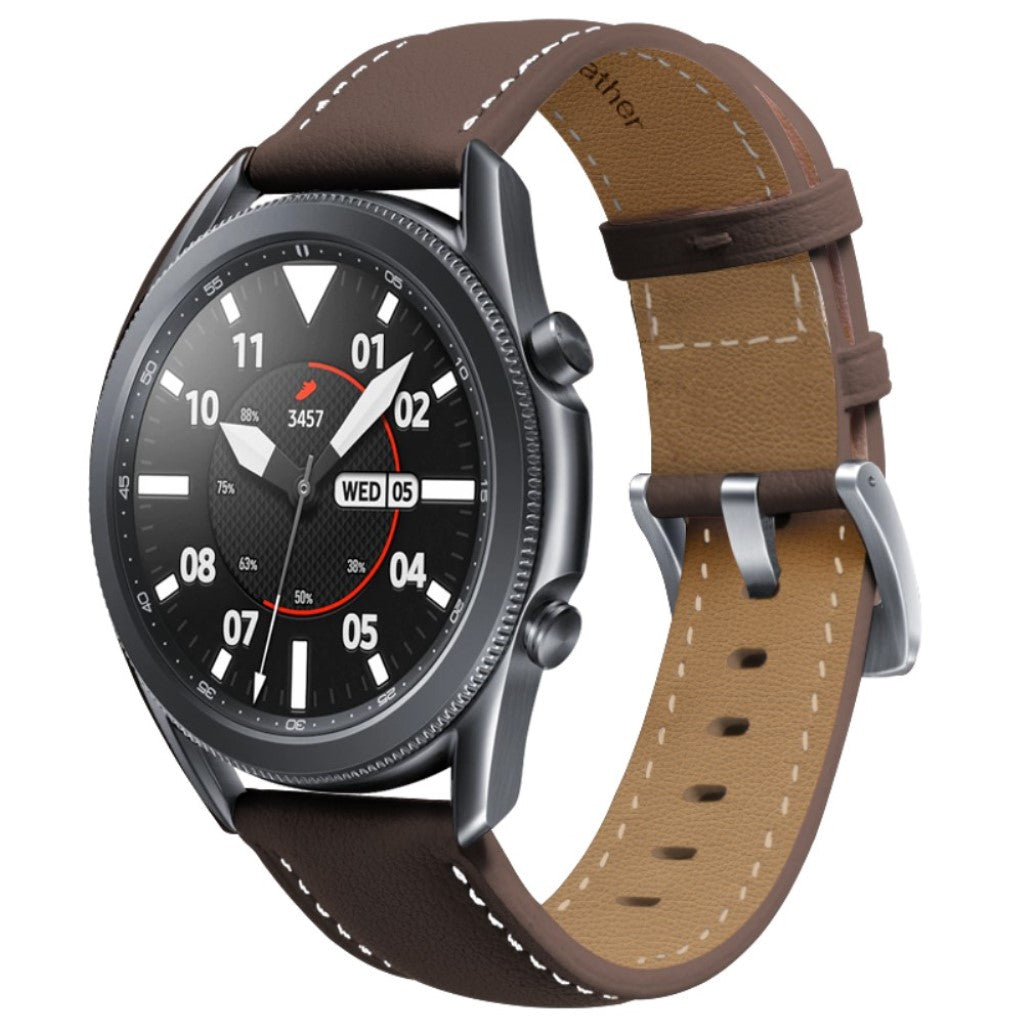 Cool Samsung Galaxy Watch 3 (45mm) Ægte læder Rem - Brun#serie_2
