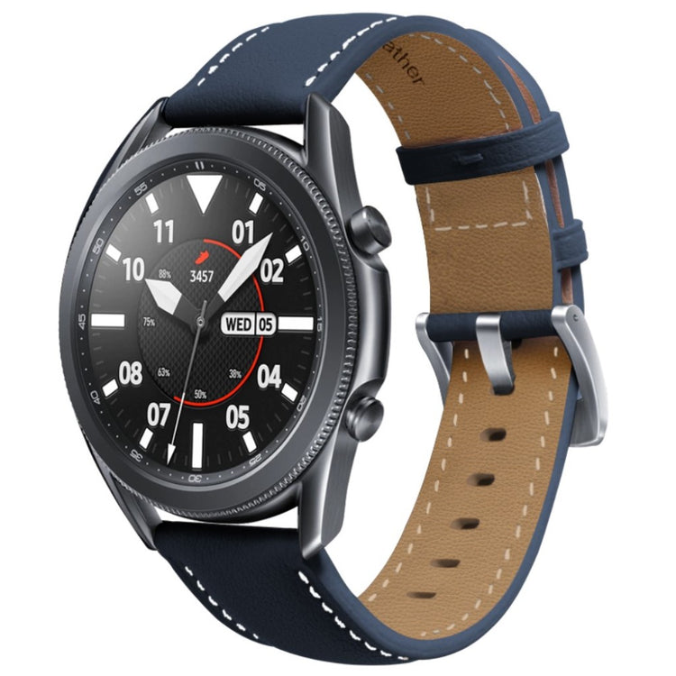 Cool Samsung Galaxy Watch 3 (45mm) Ægte læder Rem - Blå#serie_3