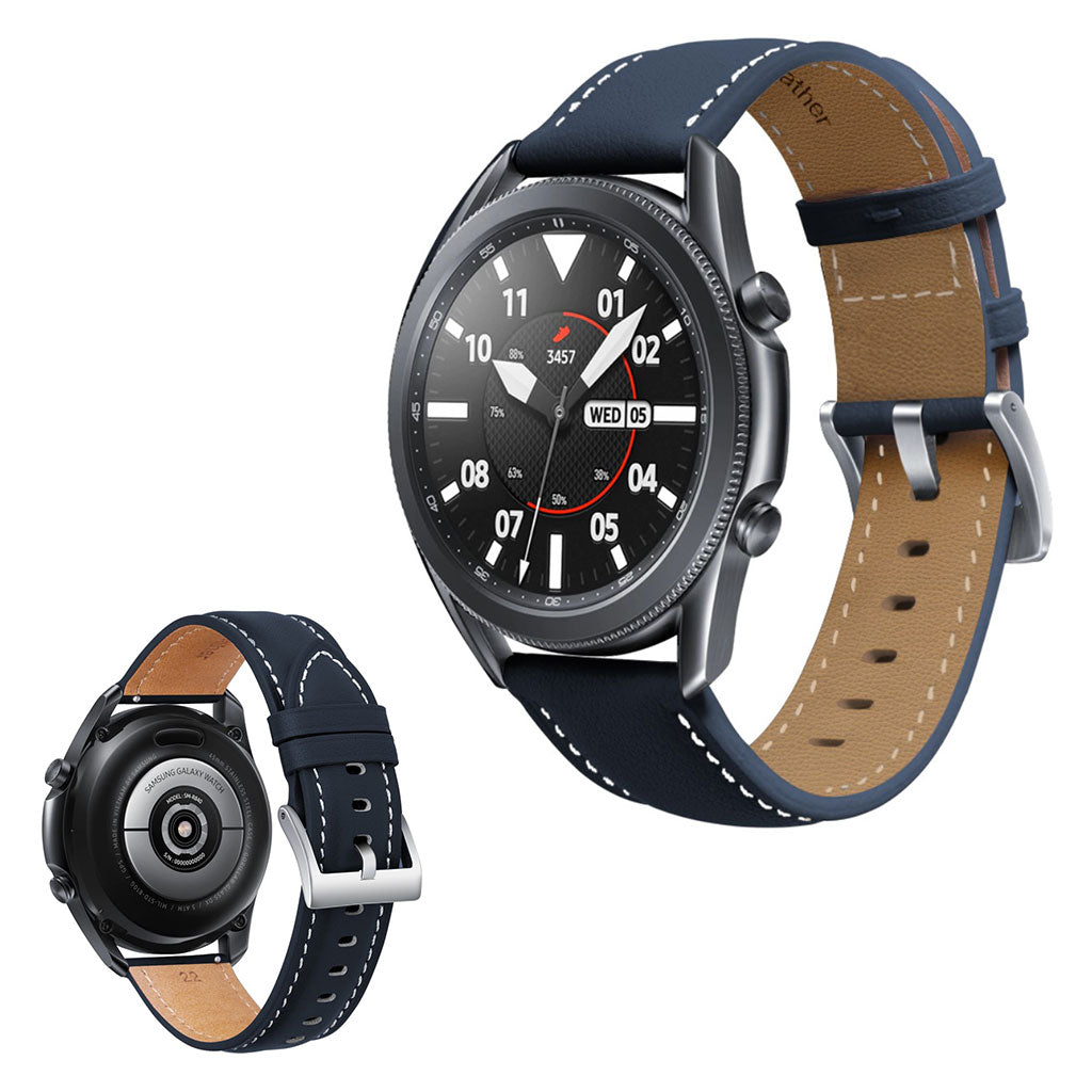 Cool Samsung Galaxy Watch 3 (45mm) Ægte læder Rem - Blå#serie_3