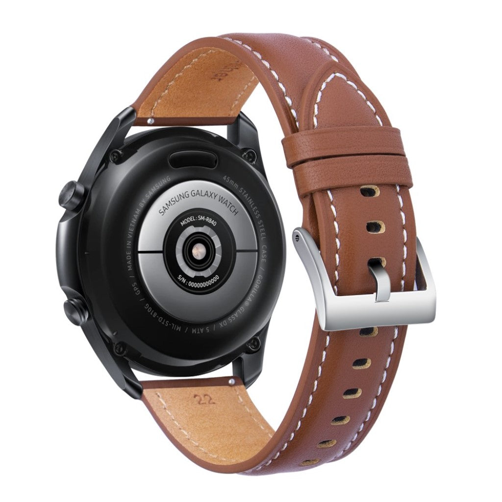 Cool Samsung Galaxy Watch 3 (45mm) Ægte læder Rem - Brun#serie_5