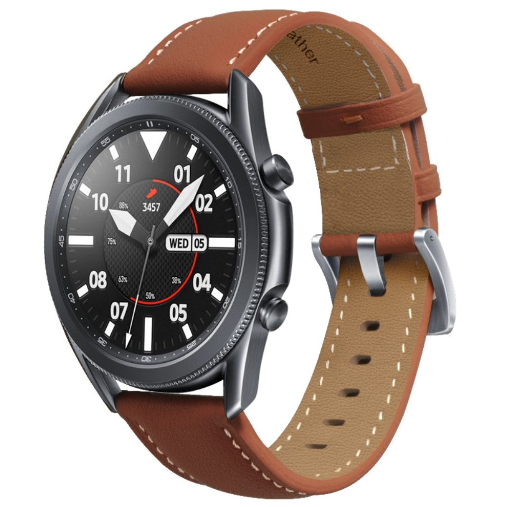 Cool Samsung Galaxy Watch 3 (45mm) Ægte læder Rem - Brun#serie_5