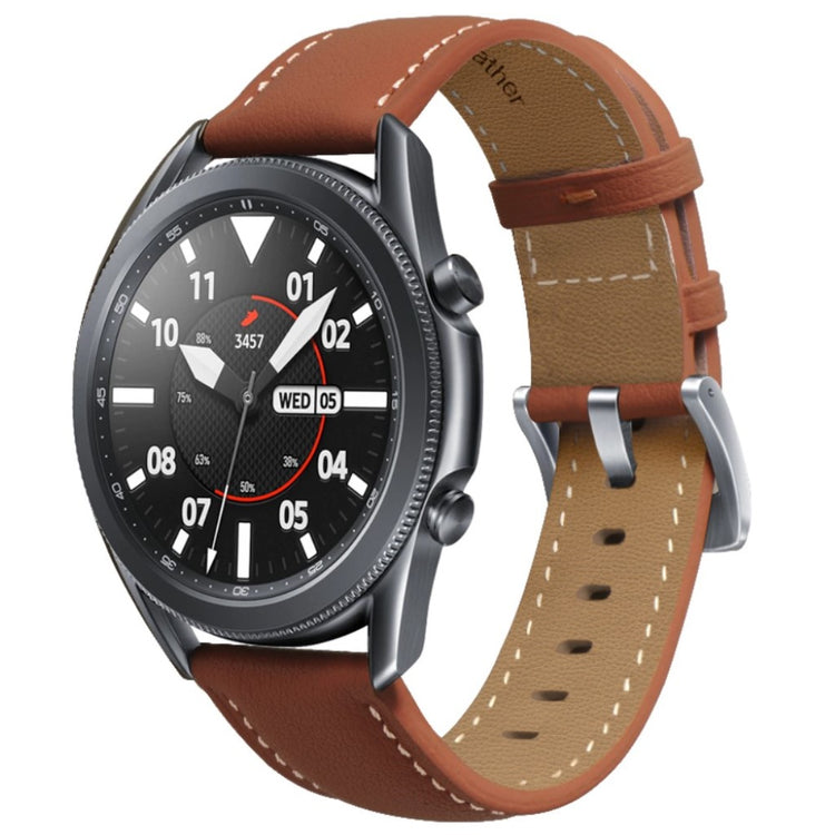 Cool Samsung Galaxy Watch 3 (45mm) Ægte læder Rem - Brun#serie_5