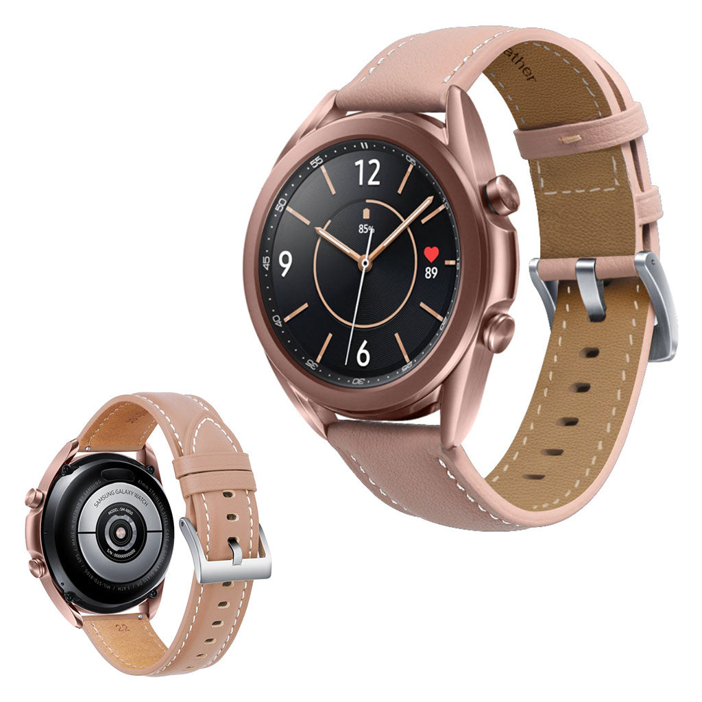 Cool Samsung Galaxy Watch 3 (45mm) Ægte læder Rem - Brun#serie_6