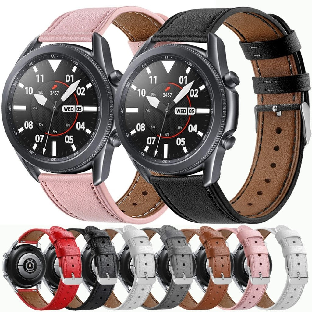 Sejt Samsung Galaxy Watch 3 (45mm) Ægte læder Rem - Sort#serie_1