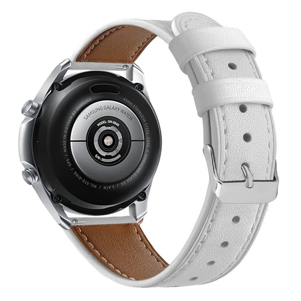 Sejt Samsung Galaxy Watch 3 (45mm) Ægte læder Rem - Hvid#serie_3