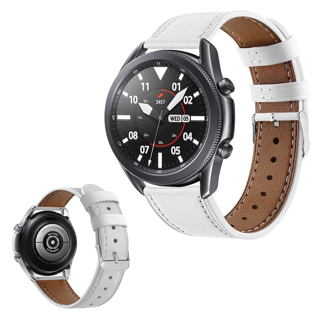 Sejt Samsung Galaxy Watch 3 (45mm) Ægte læder Rem - Hvid#serie_3