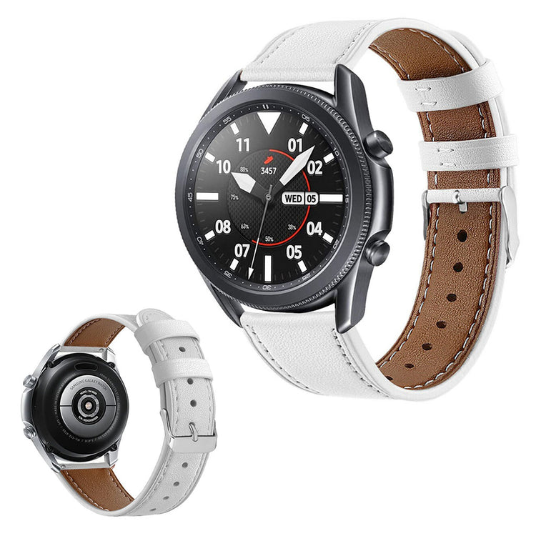 Sejt Samsung Galaxy Watch 3 (45mm) Ægte læder Rem - Hvid#serie_3