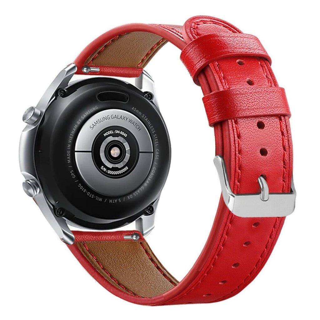 Sejt Samsung Galaxy Watch 3 (45mm) Ægte læder Rem - Rød#serie_5
