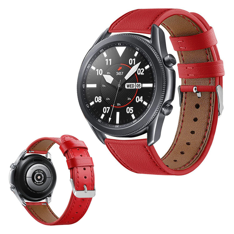 Sejt Samsung Galaxy Watch 3 (45mm) Ægte læder Rem - Rød#serie_5