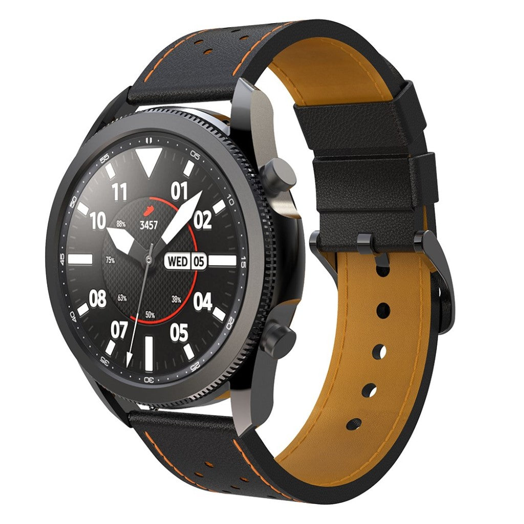 Fantastisk Samsung Galaxy Watch 3 (45mm) Ægte læder Rem - Sort#serie_1
