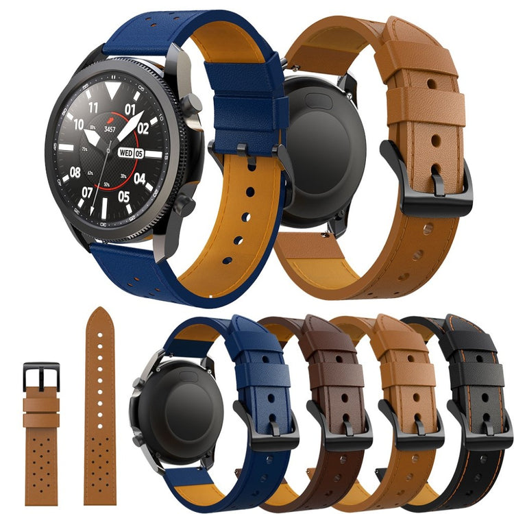 Fantastisk Samsung Galaxy Watch 3 (45mm) Ægte læder Rem - Sort#serie_1