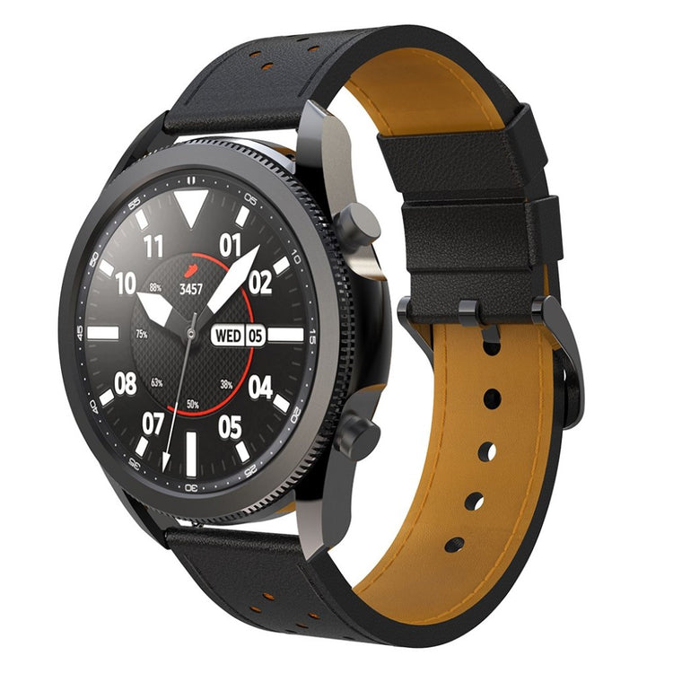 Fantastisk Samsung Galaxy Watch 3 (45mm) Ægte læder Rem - Sort#serie_2