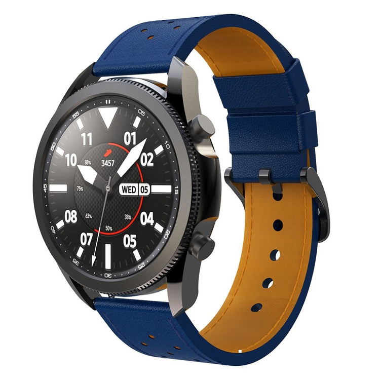Fantastisk Samsung Galaxy Watch 3 (45mm) Ægte læder Rem - Blå#serie_4