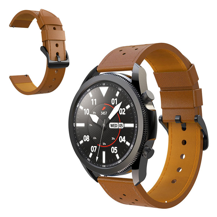Fantastisk Samsung Galaxy Watch 3 (45mm) Ægte læder Rem - Brun#serie_5