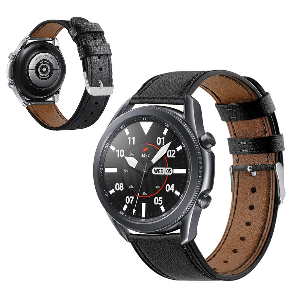 Meget godt Samsung Galaxy Watch 3 (41mm) Ægte læder Rem - Sort#serie_1