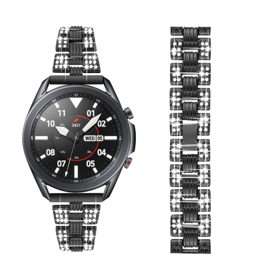 Sejt Samsung Galaxy Watch 3 (41mm) Metal og Rhinsten Rem - Sort#serie_1