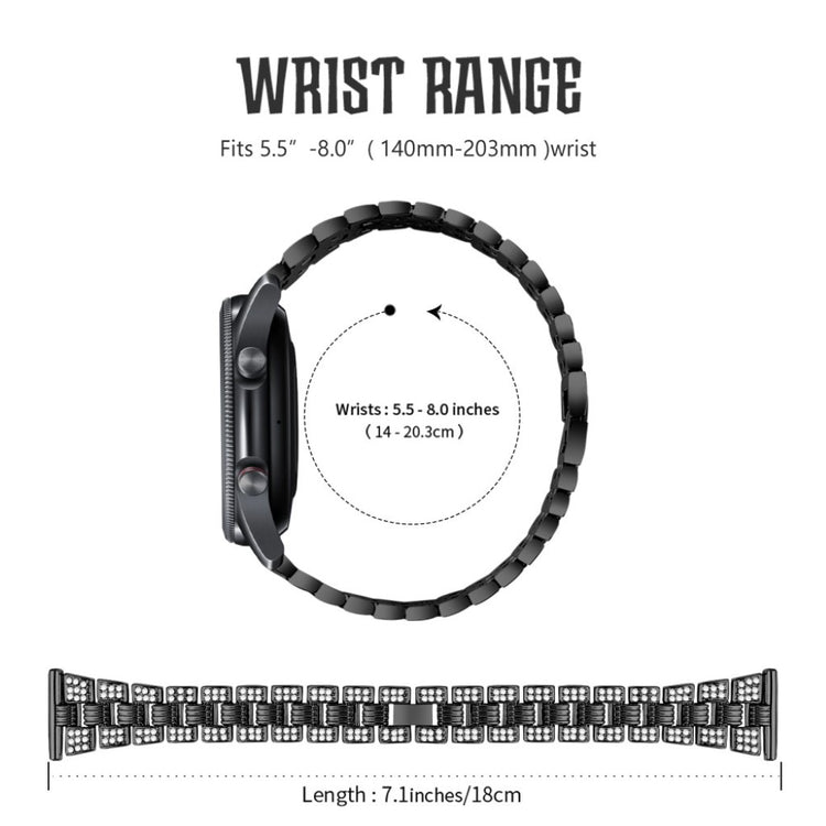 Sejt Samsung Galaxy Watch 3 (41mm) Metal og Rhinsten Rem - Sort#serie_1