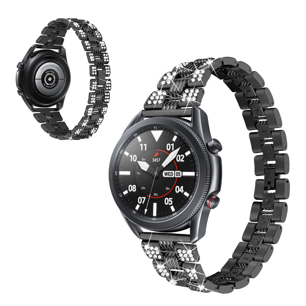 Sejt Samsung Galaxy Watch 3 (41mm) Metal og Rhinsten Rem - Sort#serie_1