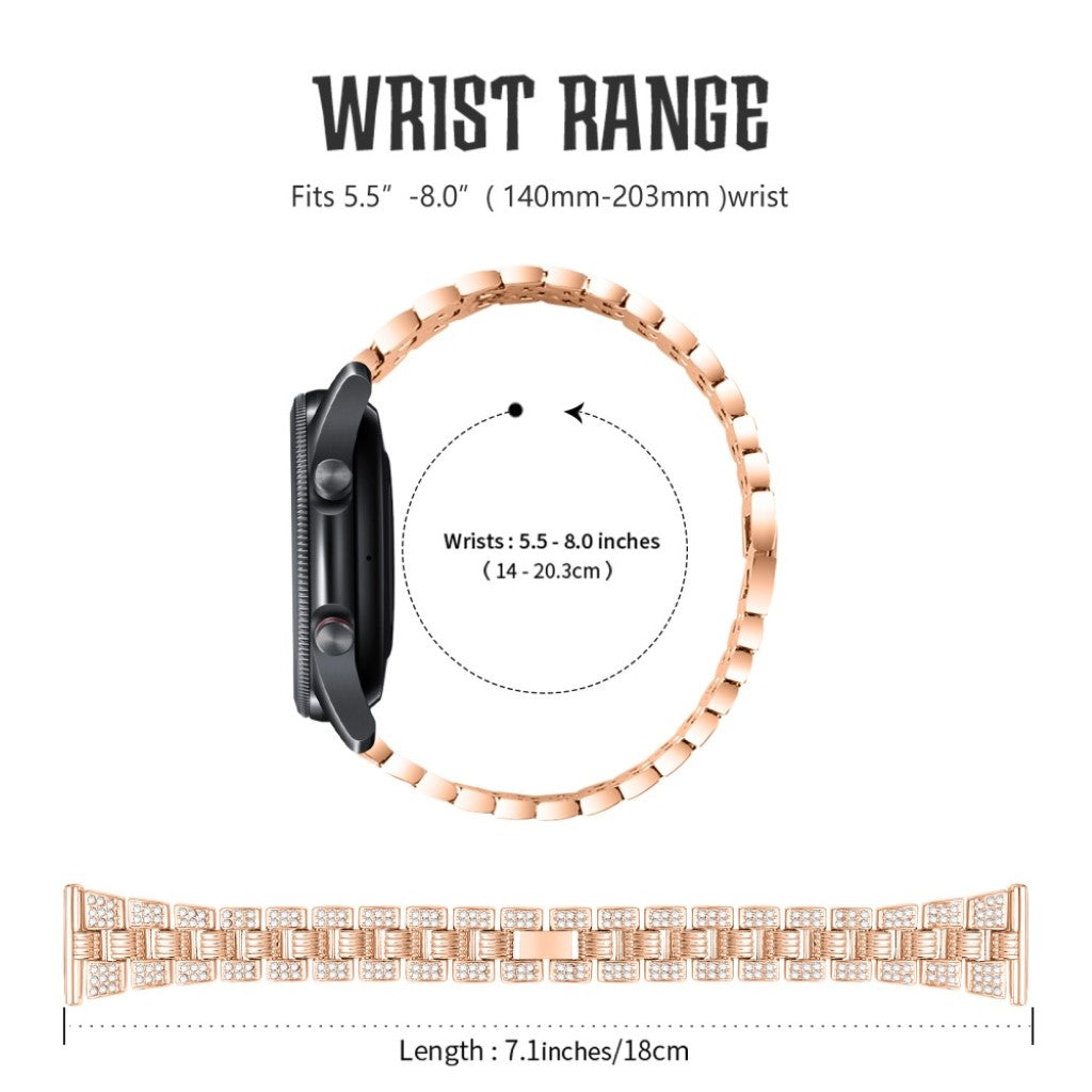Sejt Samsung Galaxy Watch 3 (41mm) Metal og Rhinsten Rem - Pink#serie_4