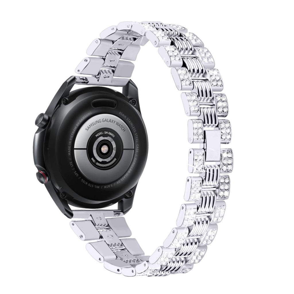 Sejt Samsung Galaxy Watch 3 (41mm) Metal og Rhinsten Rem - Sølv#serie_5