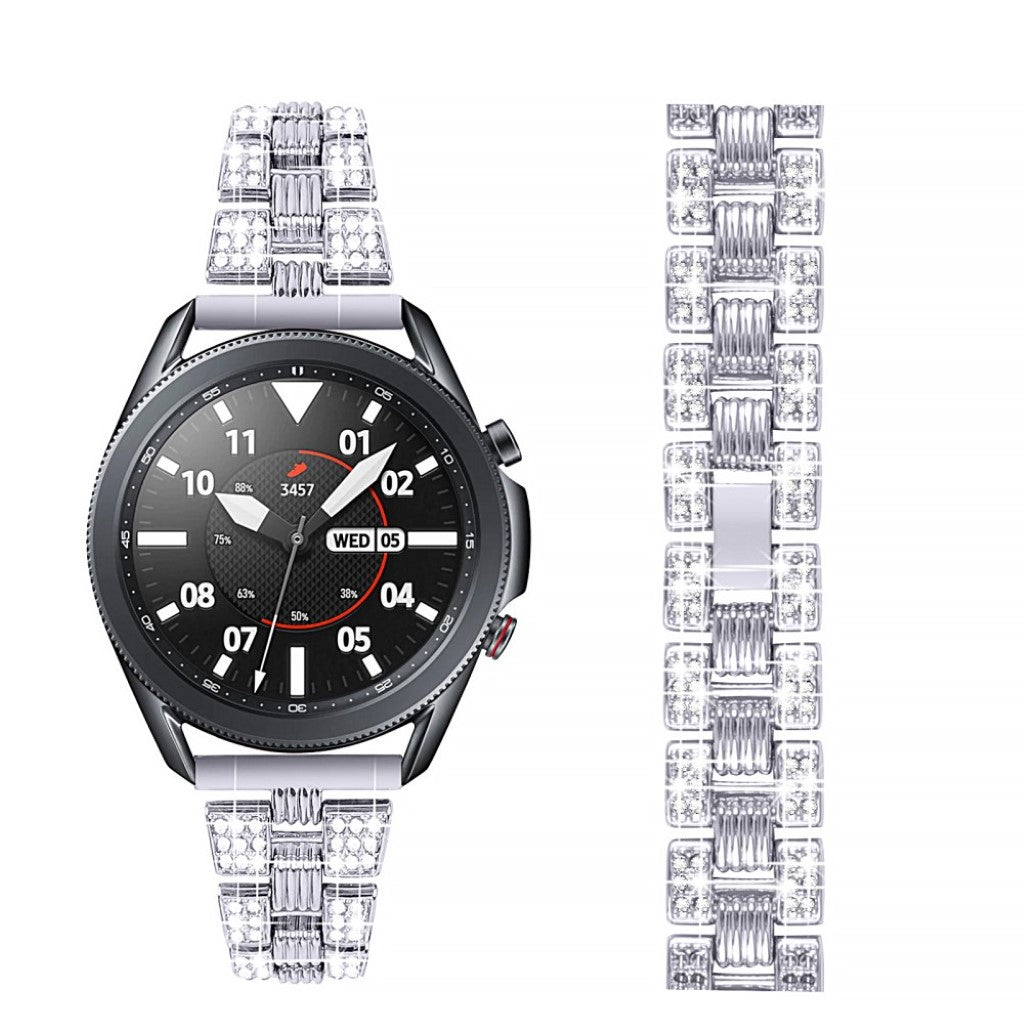 Sejt Samsung Galaxy Watch 3 (41mm) Metal og Rhinsten Rem - Sølv#serie_5