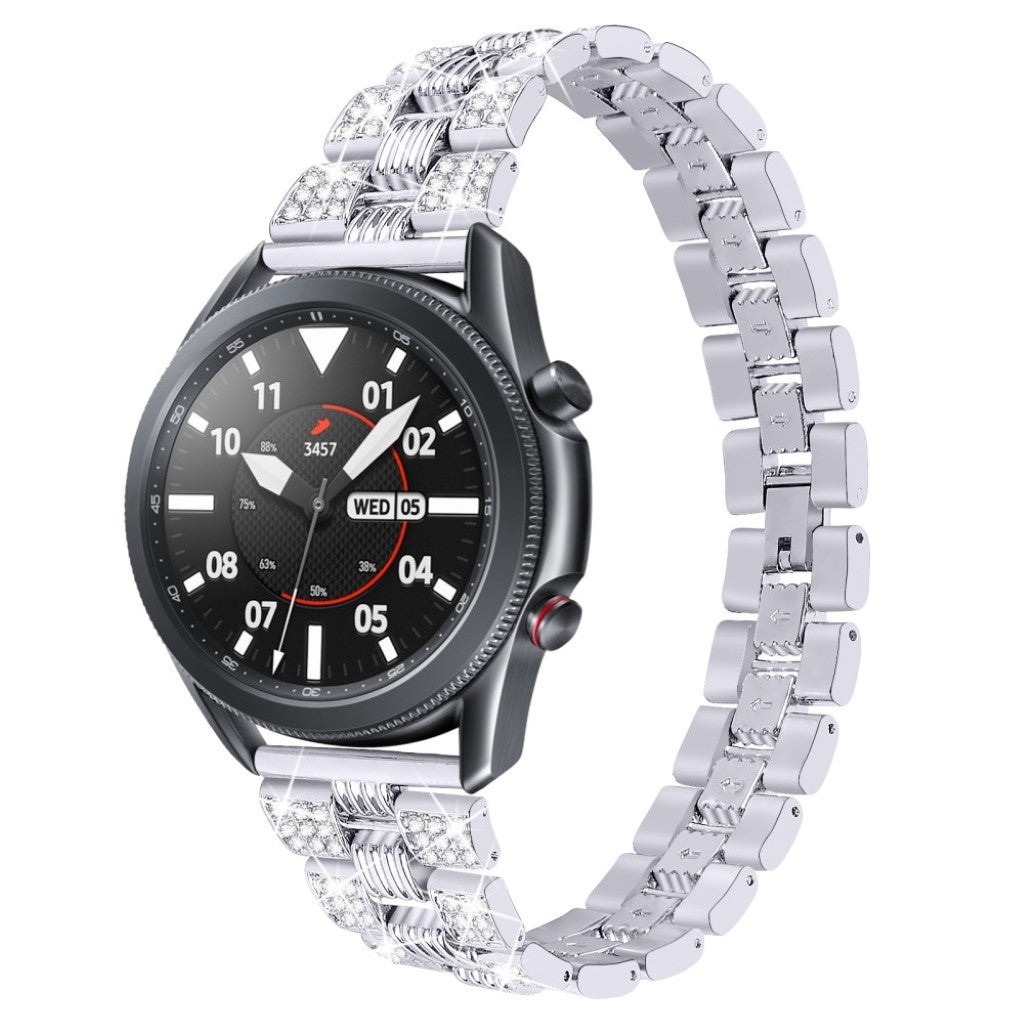Sejt Samsung Galaxy Watch 3 (41mm) Metal og Rhinsten Rem - Sølv#serie_5