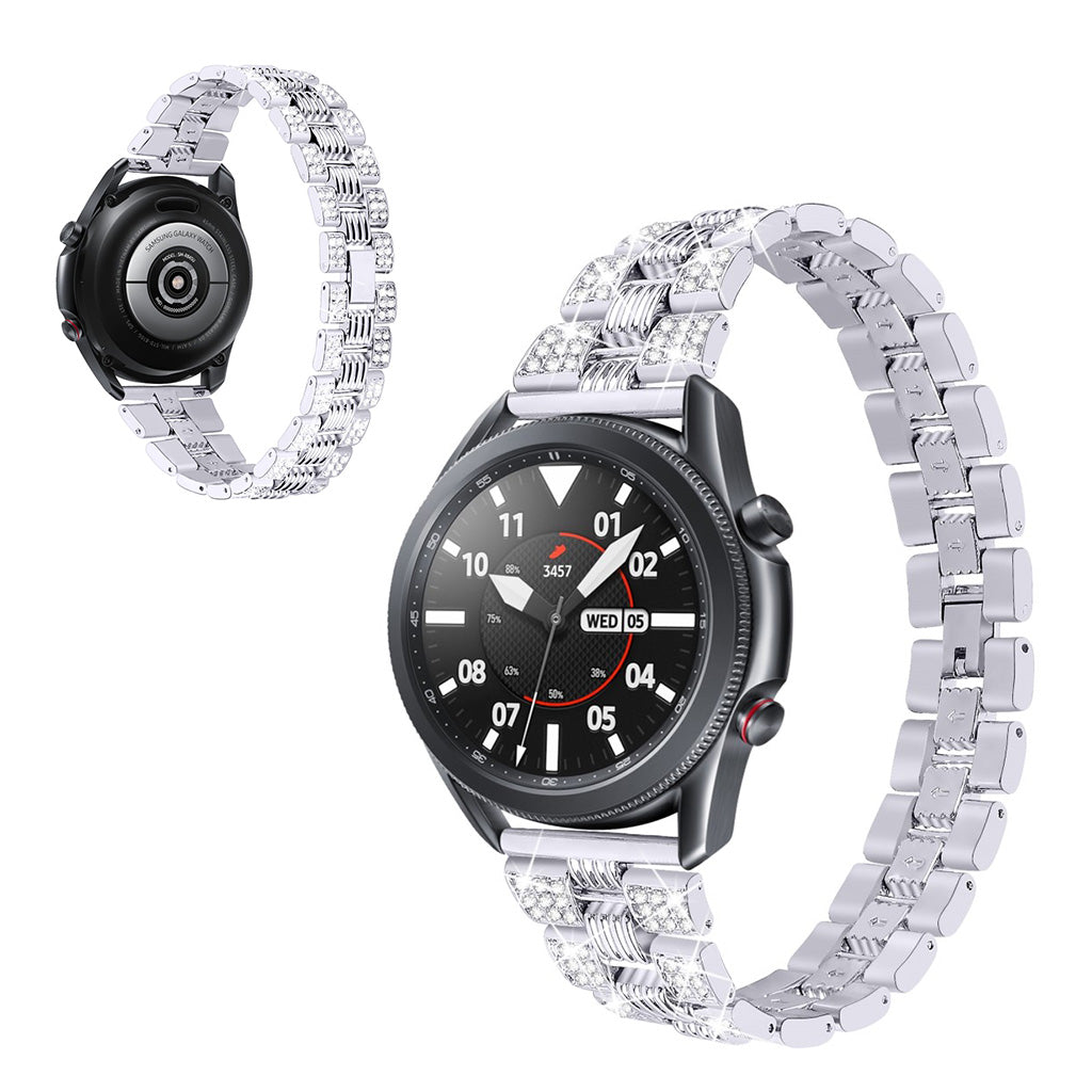 Sejt Samsung Galaxy Watch 3 (41mm) Metal og Rhinsten Rem - Sølv#serie_5