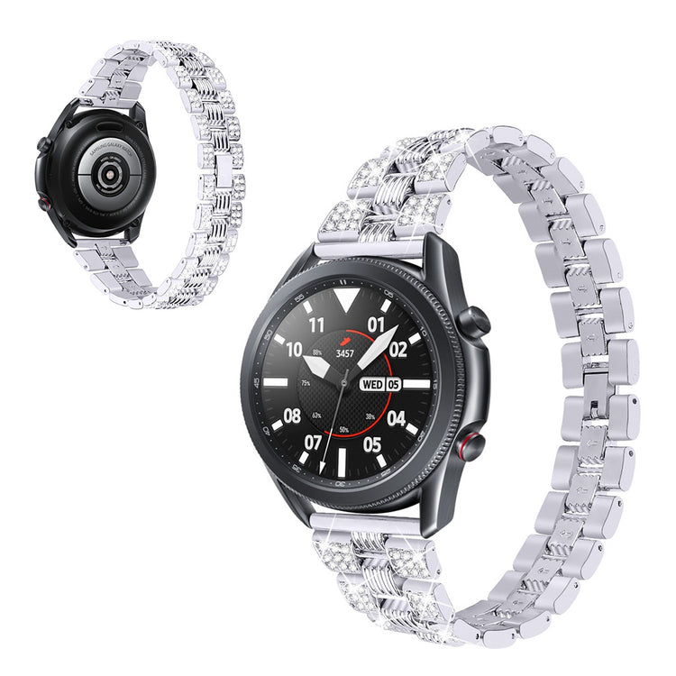 Sejt Samsung Galaxy Watch 3 (41mm) Metal og Rhinsten Rem - Sølv#serie_5