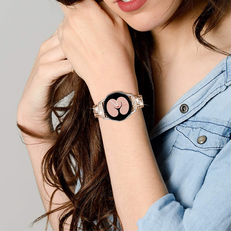 Samsung Galaxy Watch 3 (41mm) / Samsung Galaxy Watch (42mm) Metal og  Rhinsten Urrem - Pink#serie_2