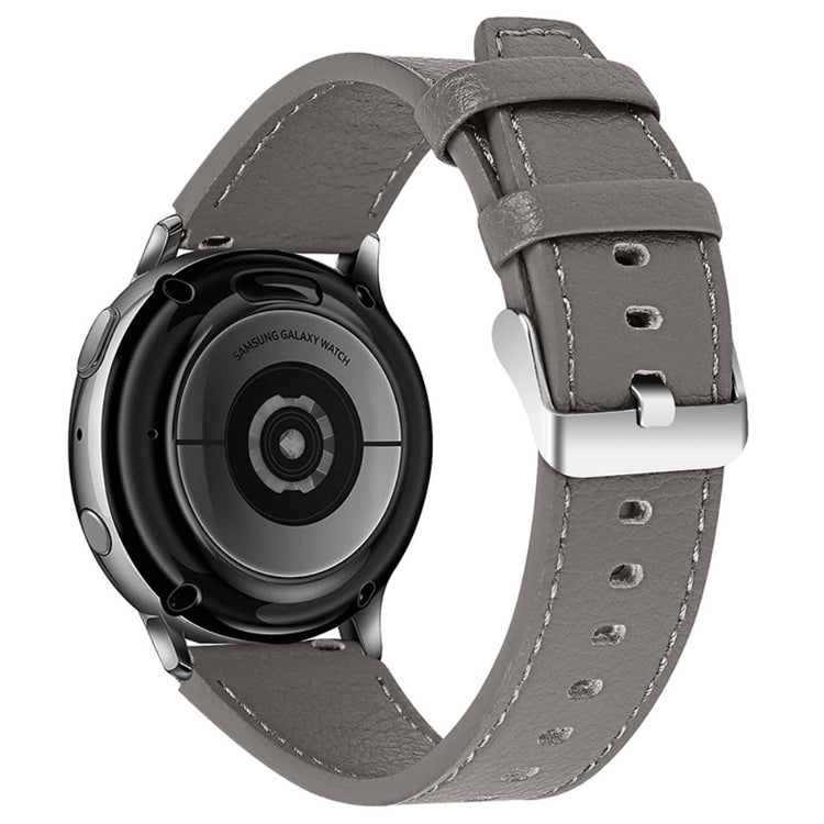 Mega slidstærk Samsung Gear S3 Ægte læder Rem - Sølv#serie_3
