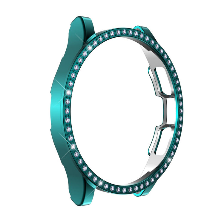 Mega Godt Samsung Galaxy Watch 4 Classic (46mm) Cover med Skærmbeskytter i Rhinsten og Hærdet Glas - Grøn#serie_1