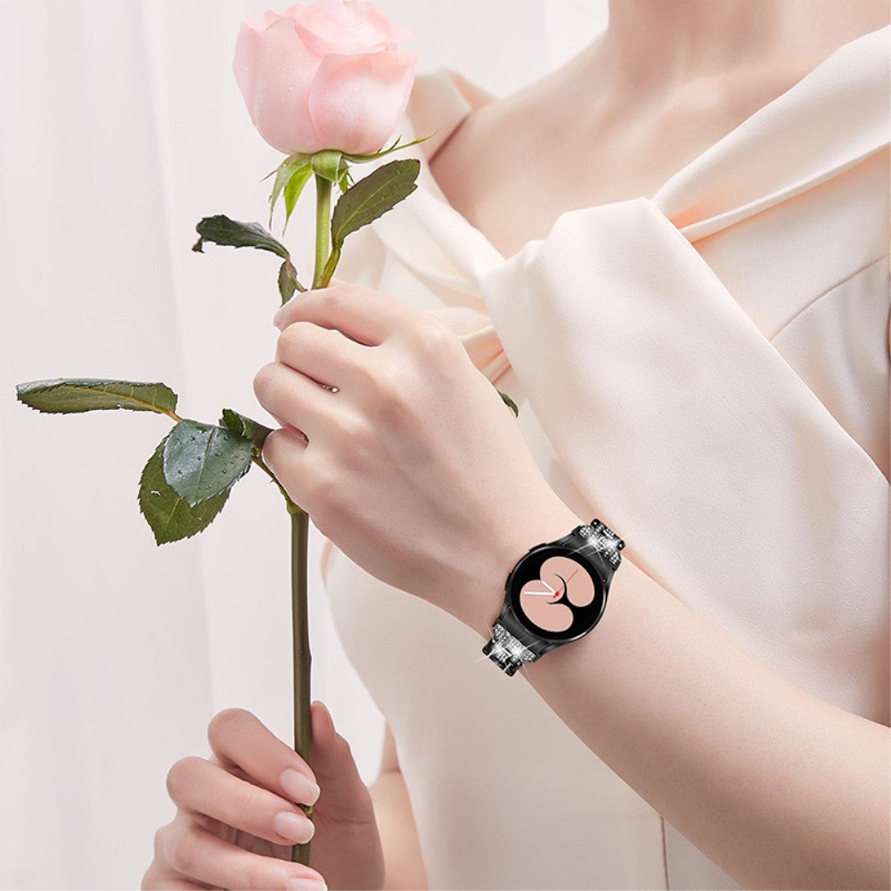  Samsung Galaxy Watch 3 (41mm) / Samsung Galaxy Watch (42mm) Metal og  Rhinsten Urrem - Sort#serie_1