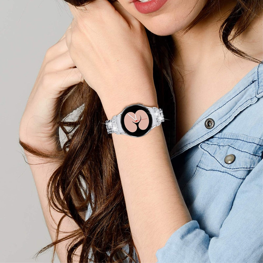 Samsung Galaxy Watch 3 (41mm) / Samsung Galaxy Watch (42mm) Metal og  Rhinsten Urrem - Sølv#serie_3