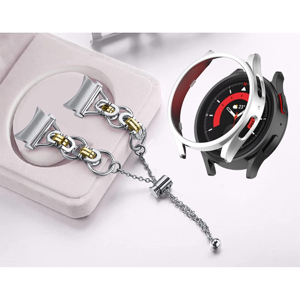 Nydelig Samsung Galaxy Watch 5 (40mm) Metal og Plastik Rem - Sølv#serie_3