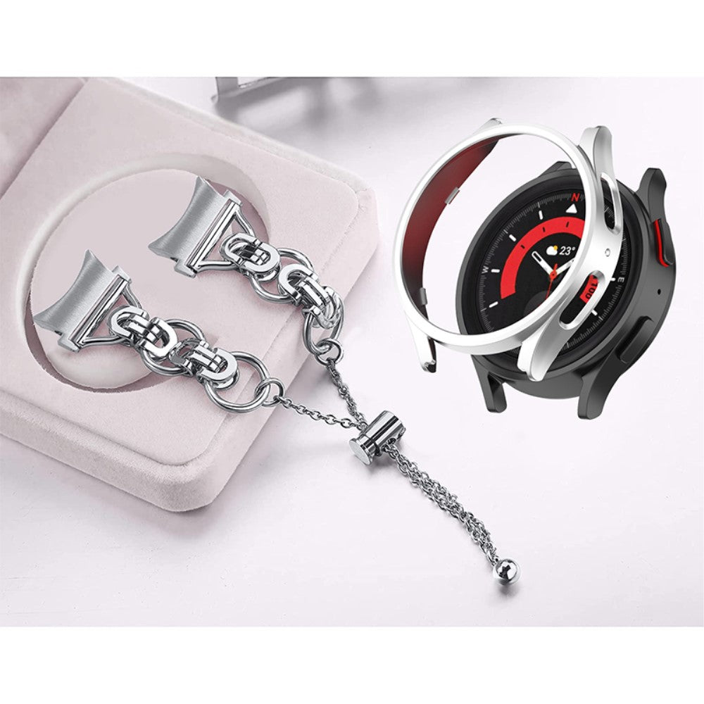 Smuk Samsung Galaxy Watch 5 (44mm) Metal og Plastik Rem - Sølv#serie_017