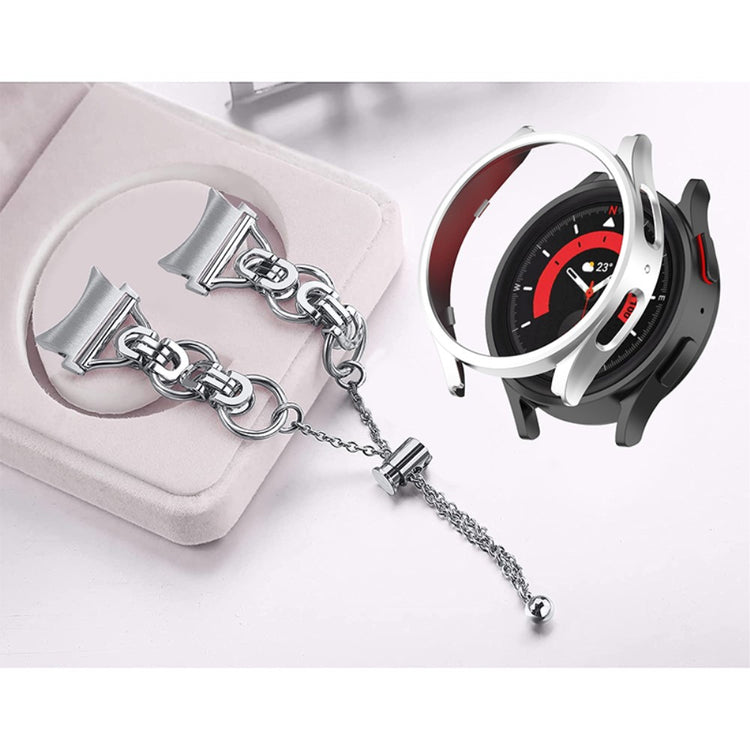 Smuk Samsung Galaxy Watch 5 (44mm) Metal og Plastik Rem - Sølv#serie_017