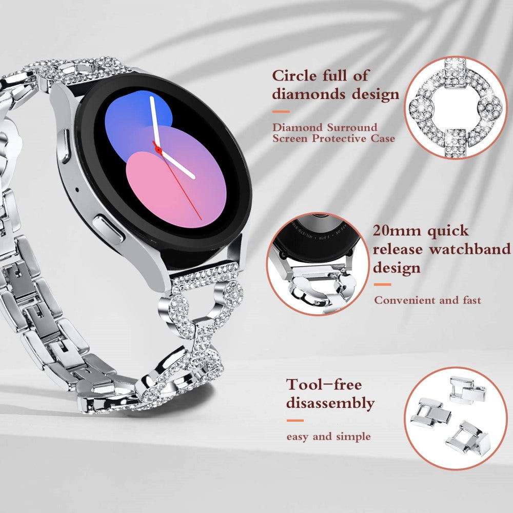 Vildt rart Universal Samsung Metal og Rhinsten Rem - Sølv#serie_3