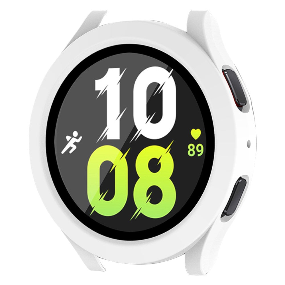 Meget Fint Samsung Galaxy Watch 5 (44mm) / Samsung Galaxy Watch 4 (44mm) Cover med Skærmbeskytter i Plastik og Hærdet Glas - Hvid#serie_10