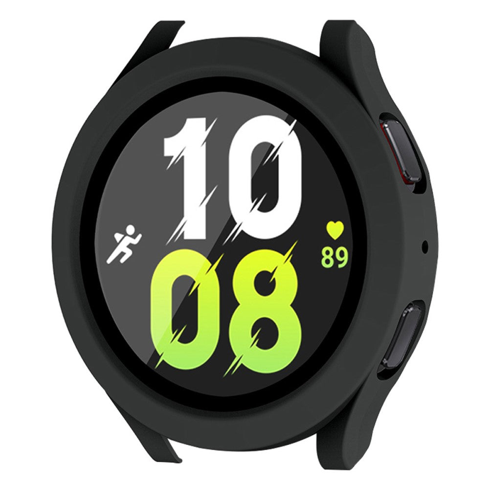 Meget Fint Samsung Galaxy Watch 5 (44mm) / Samsung Galaxy Watch 4 (44mm) Cover med Skærmbeskytter i Plastik og Hærdet Glas - Sort#serie_2