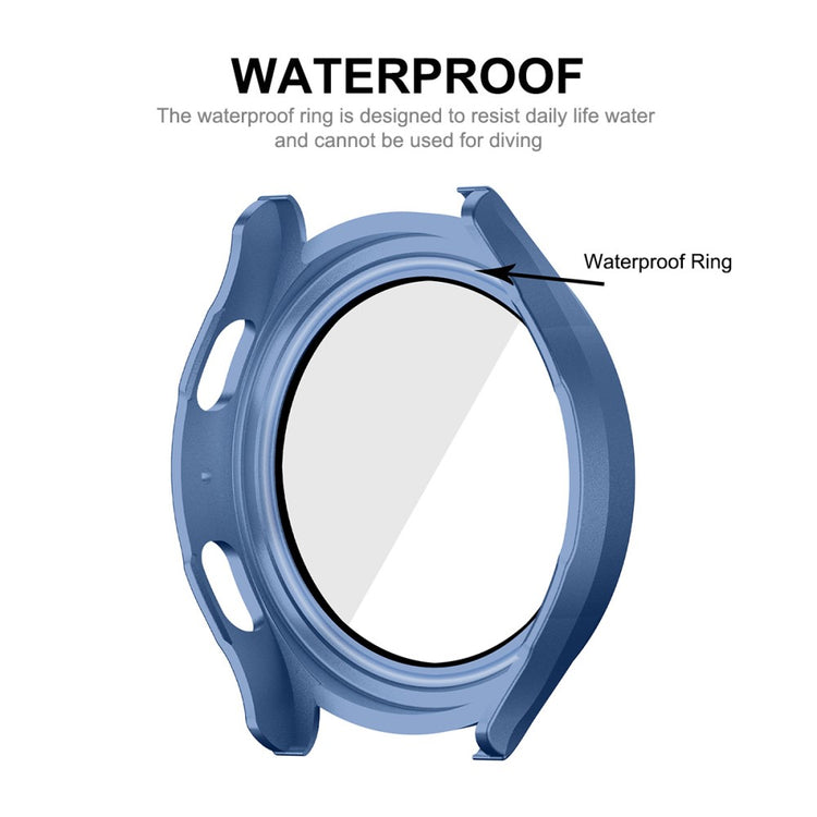 Meget Fint Samsung Galaxy Watch 5 (44mm) / Samsung Galaxy Watch 4 (44mm) Cover med Skærmbeskytter i Plastik og Hærdet Glas - Sølv#serie_3