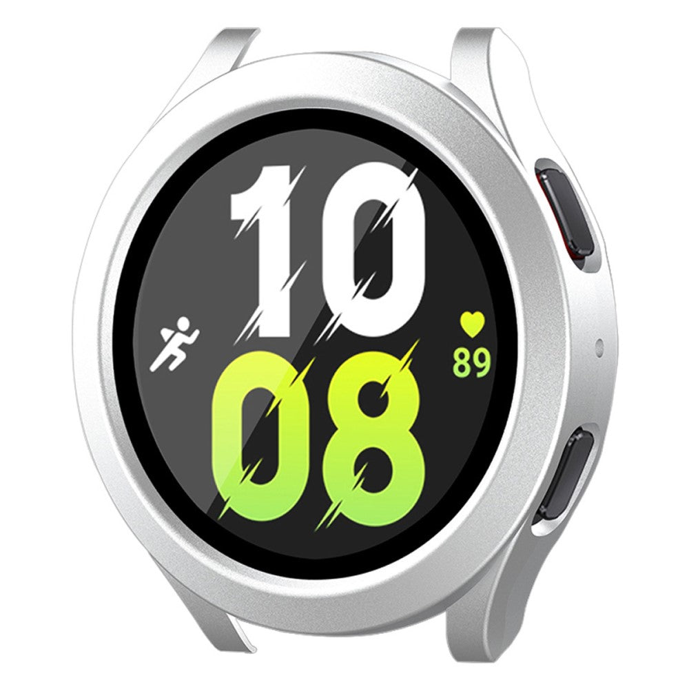 Meget Fint Samsung Galaxy Watch 5 (44mm) / Samsung Galaxy Watch 4 (44mm) Cover med Skærmbeskytter i Plastik og Hærdet Glas - Sølv#serie_3