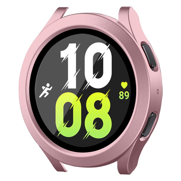 Meget Fint Samsung Galaxy Watch 5 (44mm) / Samsung Galaxy Watch 4 (44mm) Cover med Skærmbeskytter i Plastik og Hærdet Glas - Pink#serie_4