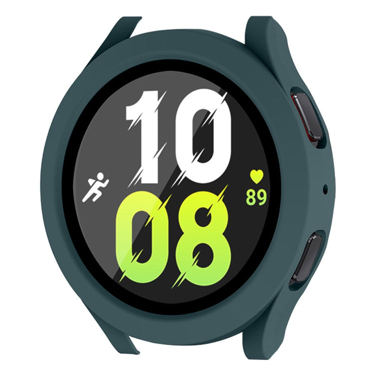 Meget Fint Samsung Galaxy Watch 5 (44mm) / Samsung Galaxy Watch 4 (44mm) Cover med Skærmbeskytter i Plastik og Hærdet Glas - Grøn#serie_5