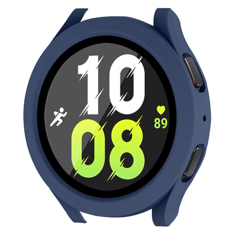 Meget Fint Samsung Galaxy Watch 5 (44mm) / Samsung Galaxy Watch 4 (44mm) Cover med Skærmbeskytter i Plastik og Hærdet Glas - Blå#serie_6