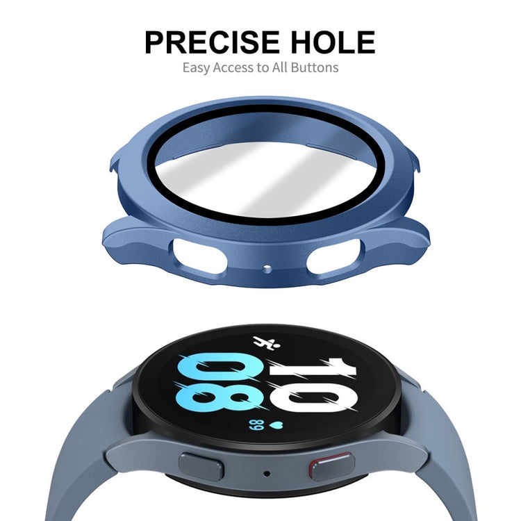 Meget Fint Samsung Galaxy Watch 5 (44mm) / Samsung Galaxy Watch 4 (44mm) Cover med Skærmbeskytter i Plastik og Hærdet Glas - Gennemsigtig#serie_7