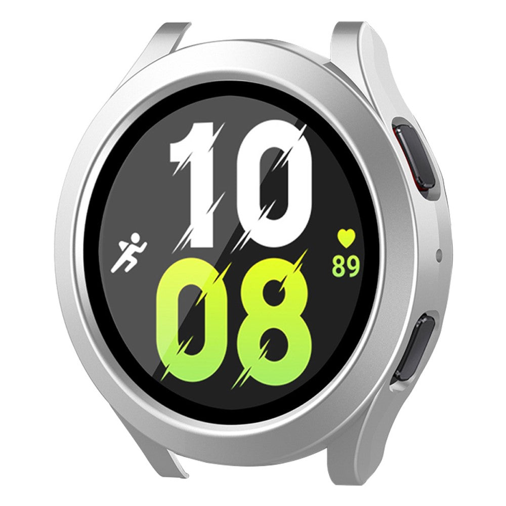 Meget Fint Samsung Galaxy Watch 5 (44mm) / Samsung Galaxy Watch 4 (44mm) Cover med Skærmbeskytter i Plastik og Hærdet Glas - Sølv#serie_9